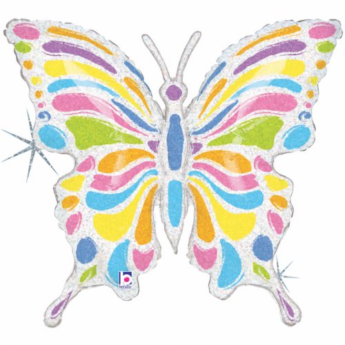 Foil Supershape 33inch Pastel Butterfly Holographic