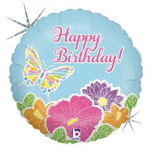 Foil Balloon 18"(45cm) Pastel Butterfly Birthday